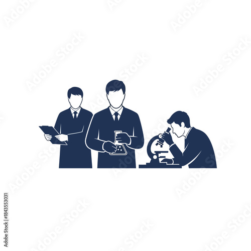 scientists conducting research in a laboratory with microscopes and analytical tools