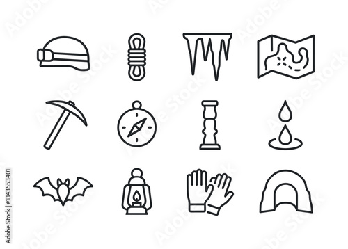 Speleology Icons Collection. Speleology. Line icon set of Speleo