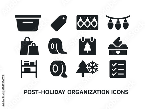 Post-Holiday Storage Icons. Post-Holiday Organization. Solid ico