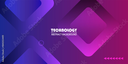 Neon Gradient Geometric Abstract Background. Futuristic Technology Concept