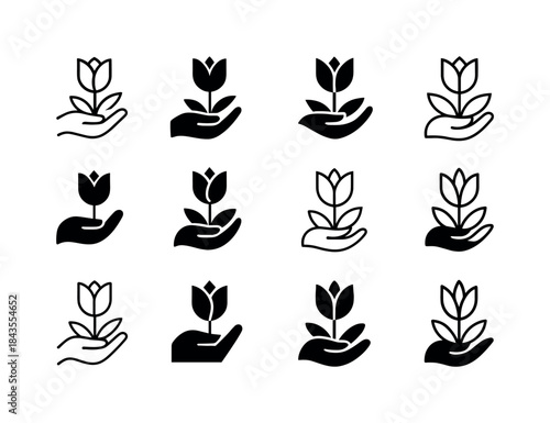 Flower Logo Variations. Greet with flowers. Icon set. Set Logo o