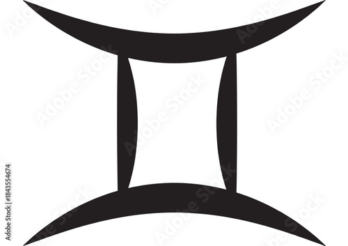 Black gemini symbol design element on transparent background silhouette