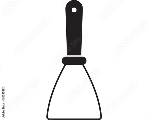 Black putty knife tool icon design on transparent background silhouette