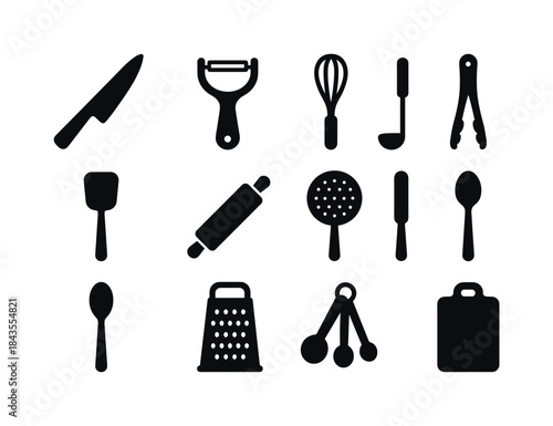 Kitchen Tool Icons. Kitchen Tools. Solid icon set of Kitchen Too