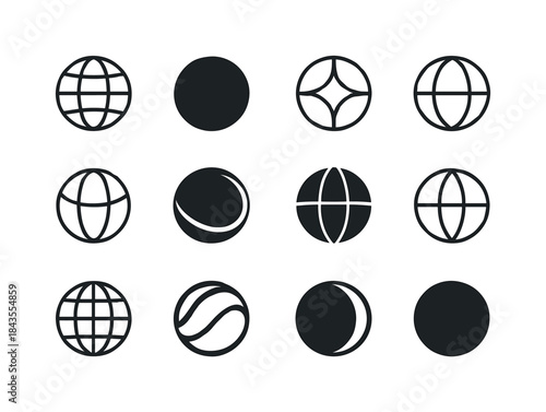 Sphere Logo Variations. Sphere. Icon set. Set Logo of Sphere: wi