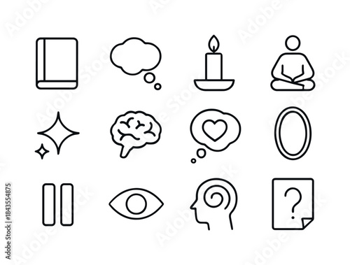 Reflection Icon Set. Reflection. Line icon set of Reflection: jo