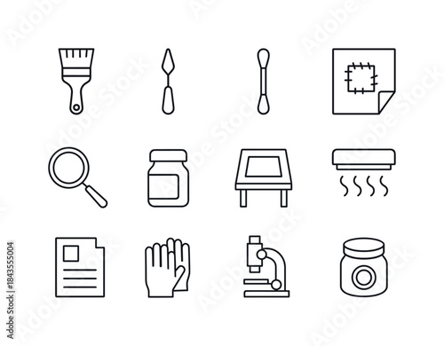Art Conservation Icons. Art Conservation. Line icon set of Art C