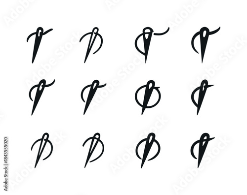 Needle Logo Variations. sharp needle. Icon set. Set Logo of shar