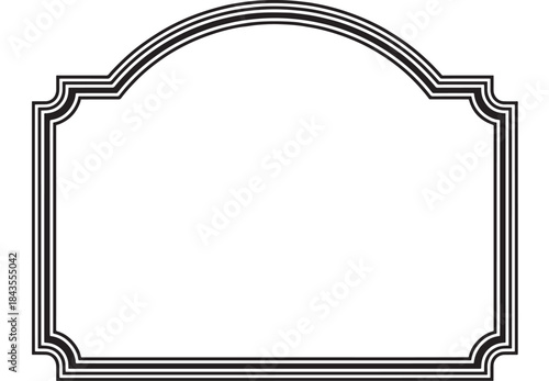Ornate arched frame design element with decorative details on transparent background silhouette