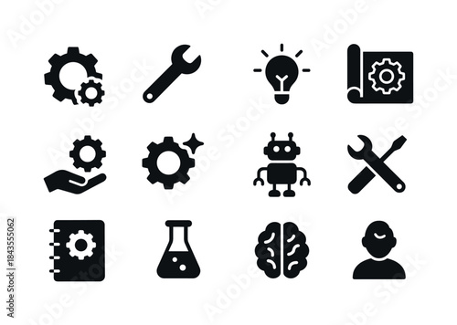 Inventor Icons Compilation. Inventor. Solid icon set of Inventor