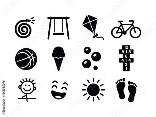 Childhood Memory Icons. Childhood Memories. Solid icon set of Ch