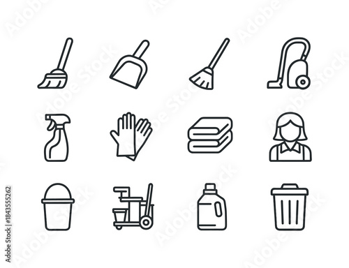 Housekeeping Icons Set. Housekeeping. Line icon set of Housekeep