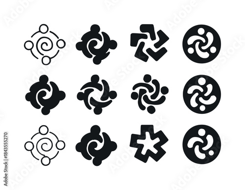 Group Hug Logos. Group Hug. Icon set. Set Logo of Group Hug: abs