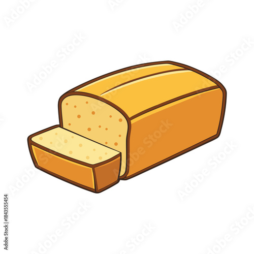 Sliced Pound Cake Loaf Vector Illustration  – Butter Cake Bread Illustration for Bakery