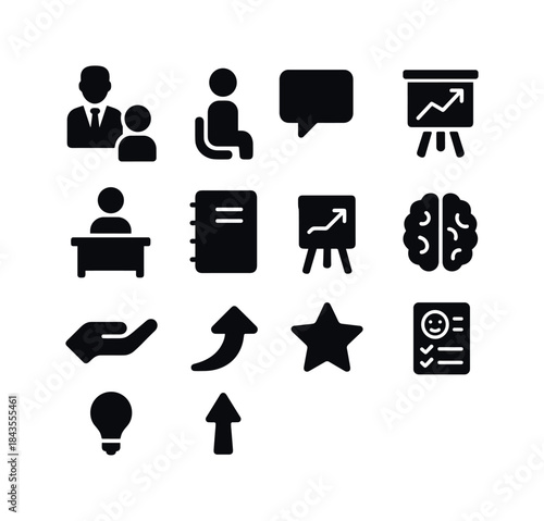 Workplace Coaching Icons. Workplace Coaching. Solid icon set of