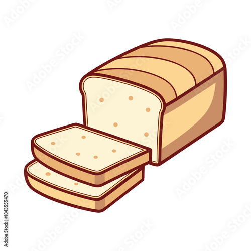 Sliced Pound Cake Vector Illustration - Sweet Butter Loaf Icon