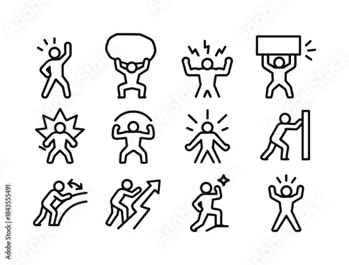 Epic Effort Icons. Epic effort. Line icon set of Epic effort: ep