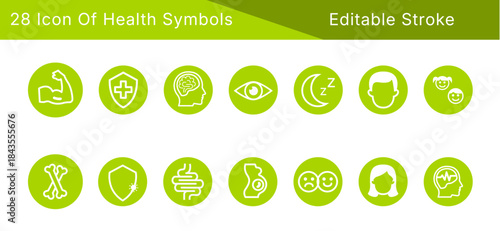health supplement icon set editable stroke. Body part icon.