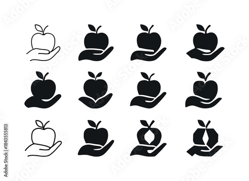 Healthy Eating Icons. Healthy Eating. Icon set. Set Logo of heal