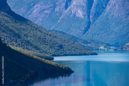 Beautiful view of norwegian fjord in summer	
