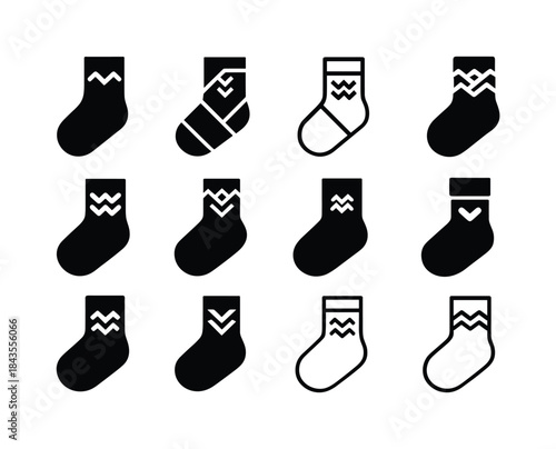 Stylish Sock Icons. socks. Icon set. Set Logo of socks: wool soc