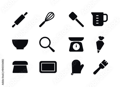 Baking Tools Icons. Baking Tools. Solid icon set of Baking Tools