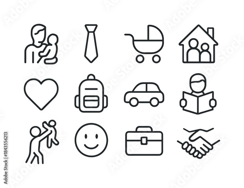 Fatherhood Icon Set. Fatherhood. Line icon set of Fatherhood: fa