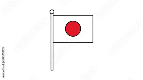 Fotografie Japanese Flag Icon Simple Minimalist Design Illustration.