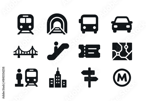 City Transit Icons. City Transit. Solid icon set of City Transit