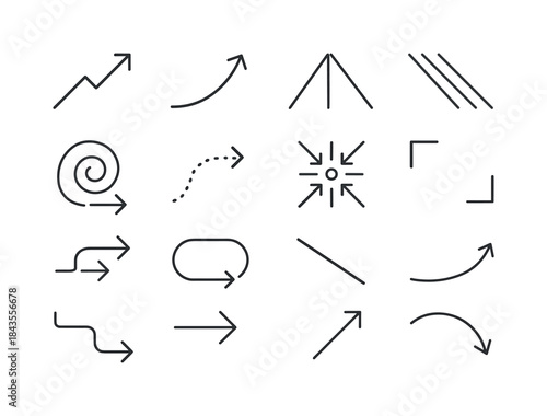 Leading Lines Icon Set. Leading the Eye. Line icon set of Leadin