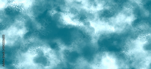 Watercolor Blue Sky Dreamscape Turquoise Cloudy Abstract Background With Soft Textures For Creative Design.