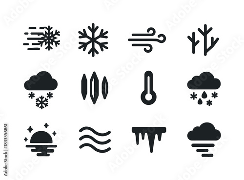 Arctic Weather Icons. Arctic weather. Solid icon set of arctic w