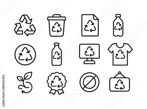 Recycling Icons Collection. Recycling activism. Line icon set of
