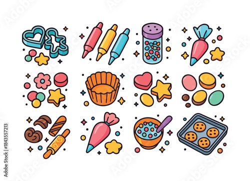 Creative Baking Icons. creative baking. Colorful isometric vecto