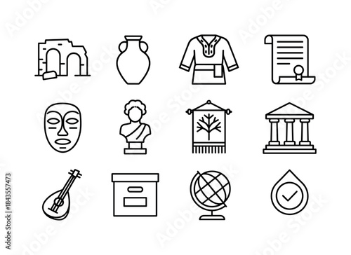 Cultural Heritage Icons. Cultural Heritage. Line icon set of cul