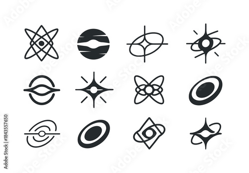 Quasar Logo Set. Quasar. Icon set. Set Logo of quasar: galactic