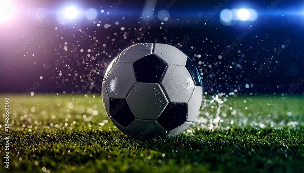 Naklejka premium soccer ball on grass