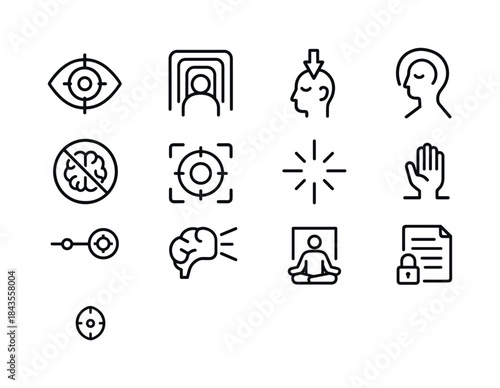 Focus Icon Set. Peak focus. Line icon set of peak focus: target