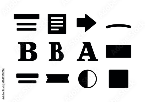 Bold Editorial Icons. Bold editorial graphics. Solid icon set of