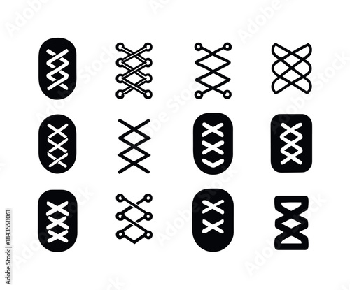 Shoe Lace Logos. shoe lace. Icon set. Set Logo of shoe lace: cla