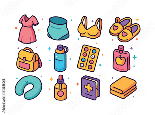 Maternity Essentials Icons. Maternity Essentials. Colorful isome