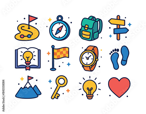 Life Journey Icons. Life Journey. Colorful isometric vector icon