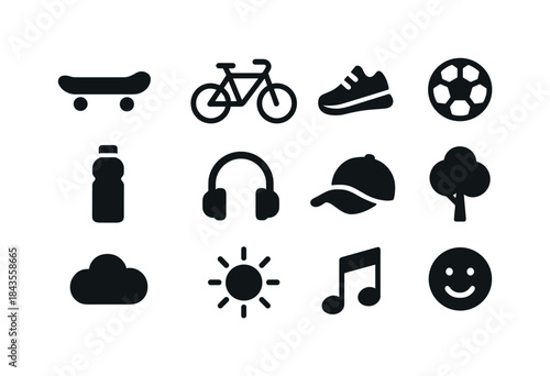 Active Youth Icons. Active Youth. Solid icon set of Active Youth