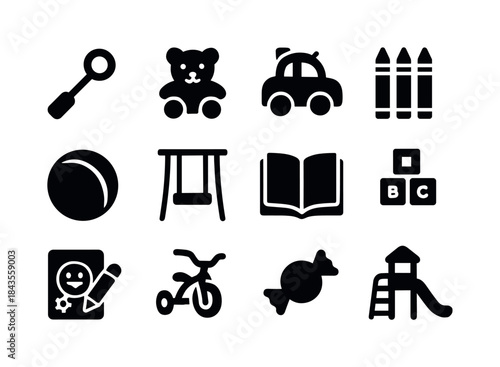 Childhood Icon Set. Childhood. Solid icon set of Childhood: bubb
