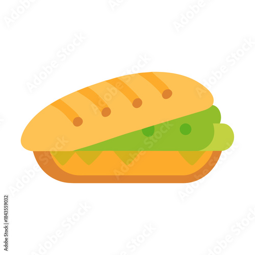 Stylized sandwich graphic icon on white background for food blog