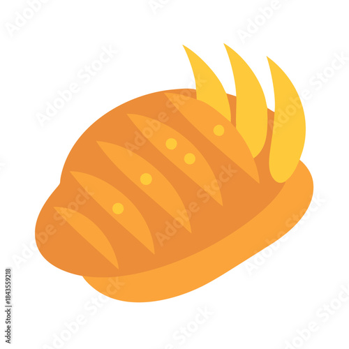 Loaf of bread flat illustration on white background