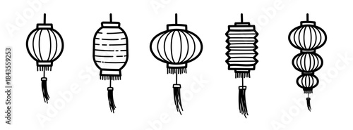 chinese lantern doodle hand drawing lunar new year ornament element china asian