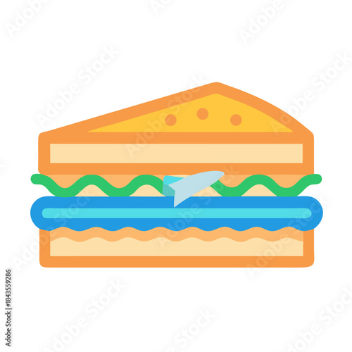 Flat design sandwich with bread, lettuce, and fillings