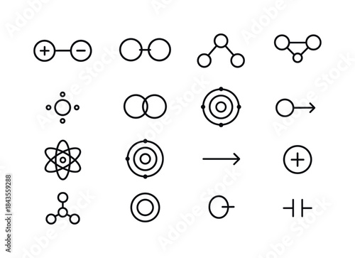 Chemical Bonding Icons. Chemical bonding. Line icon set of Chemi
