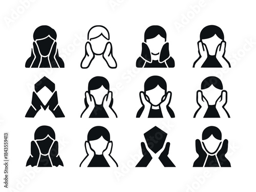 Face Washing Icons. washing your face. Icon set. Set Logo of was